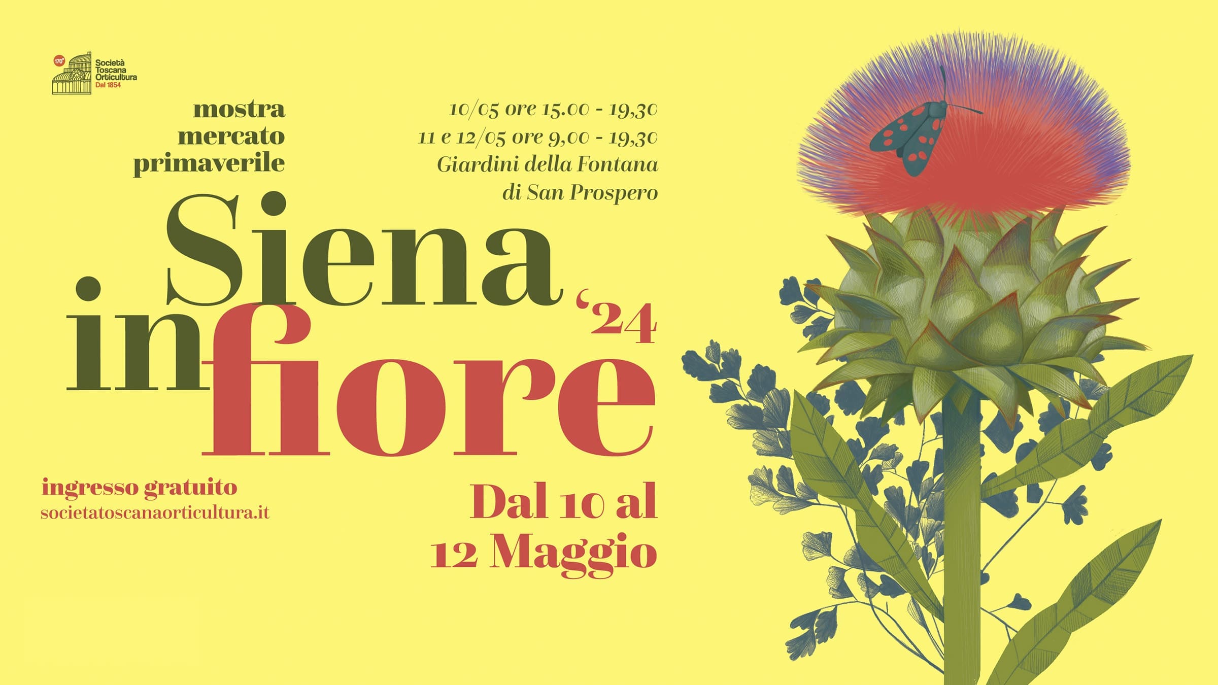 Mostra mercato primaverile Siena in fiore 2024 dal 10 al 12 maggio.